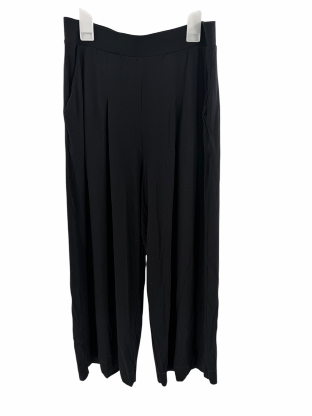 Peruvian Connection Small Black Wide-Leg Pull-On Pants Pleat Front Pockets